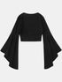 'Sapphira' Flare Sleeve Crop Top - Celes Fashion